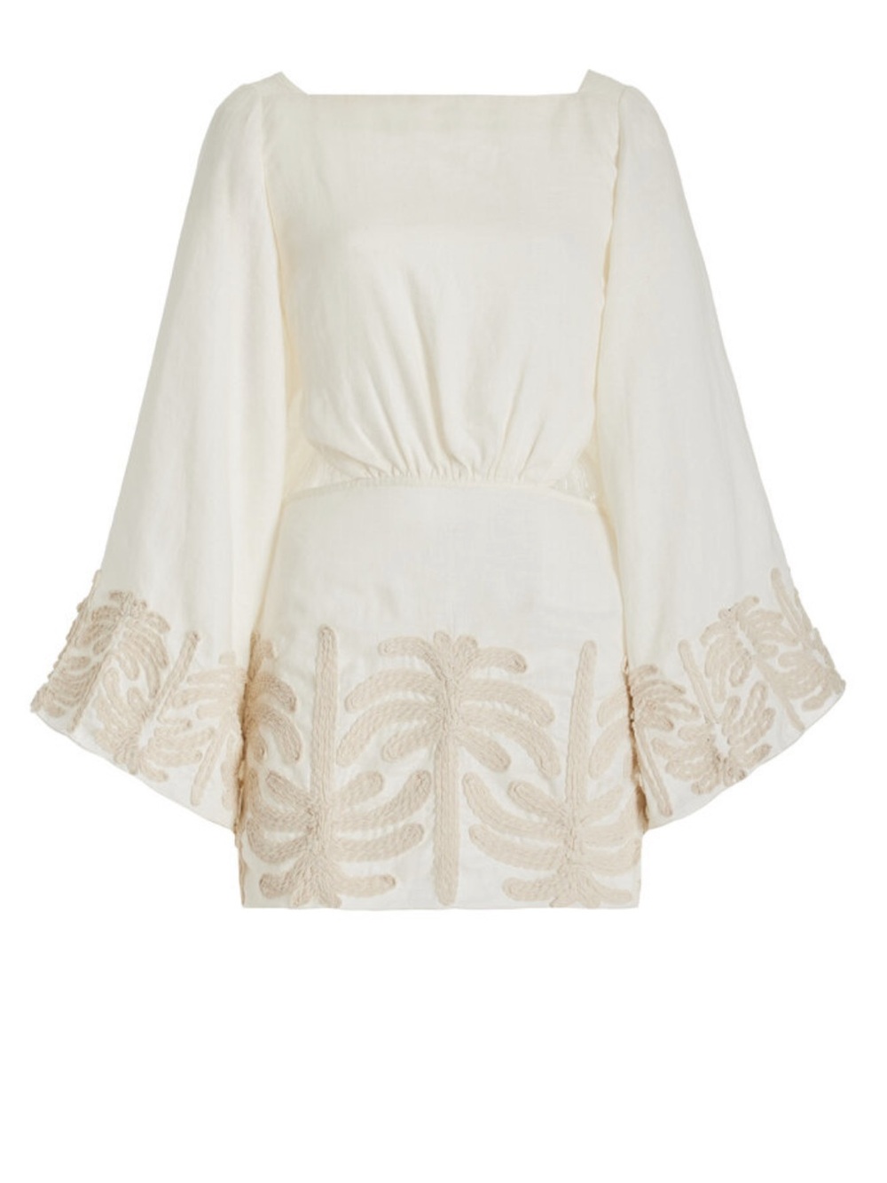 Johanna Ortiz Shared Present Embroidered Linen Mini Dress sz 12 US